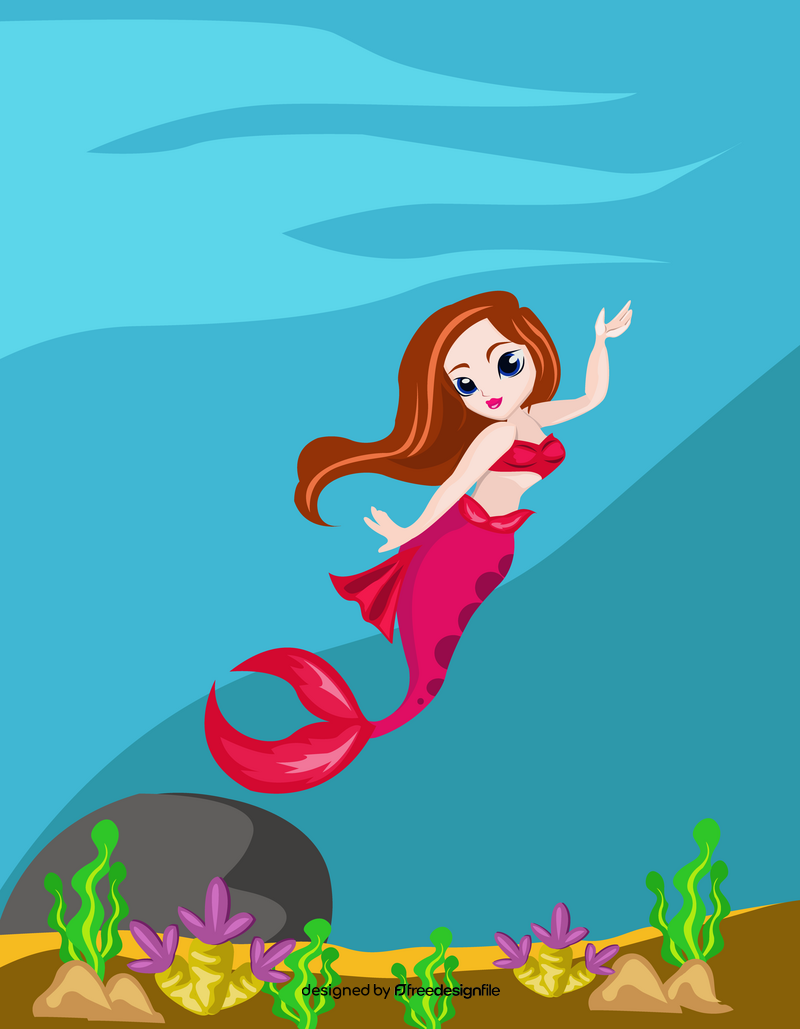 Cute mermaid in the sea vector