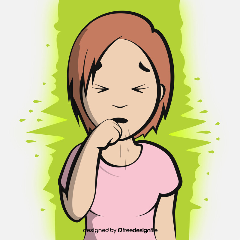 Cough, coughing cartoon girl vector