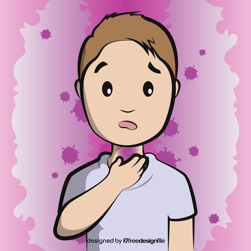 Sore throat cartoon boy vector