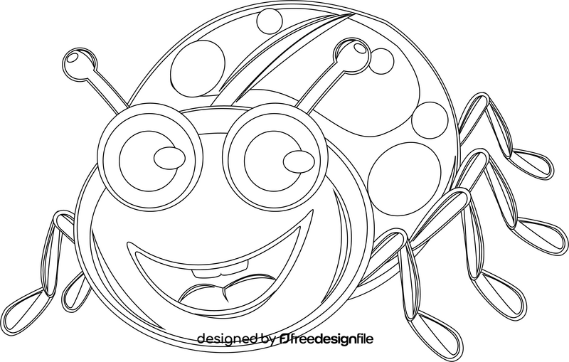 Cute ladybug black and white clipart