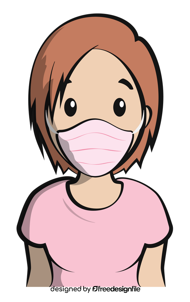 Cartoon girl wearing a mask clipart