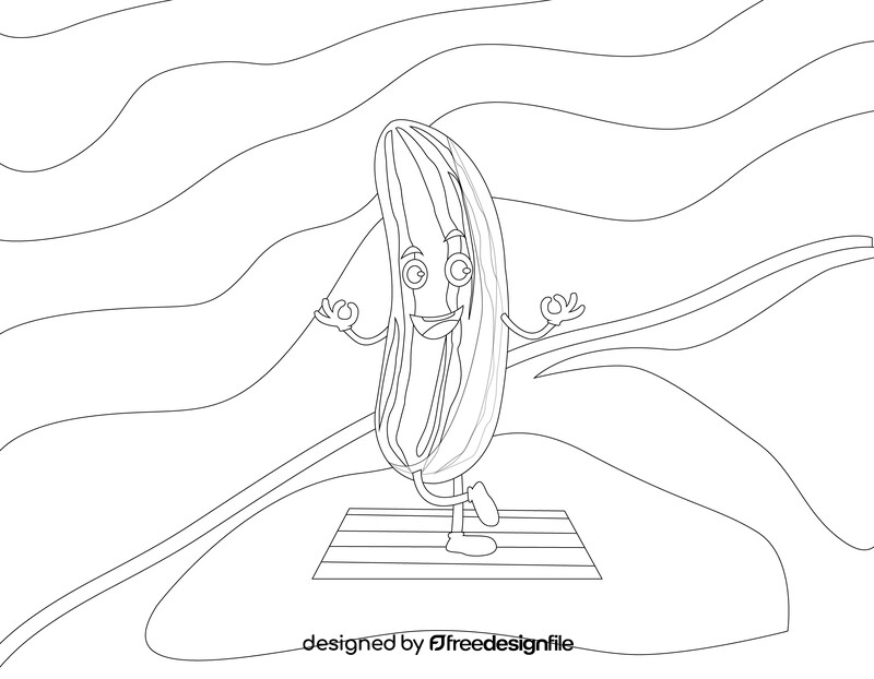 Cucumber doing yoga black and white vector