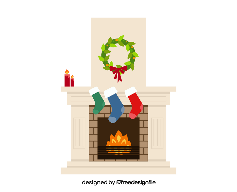 Christmas fireplace clipart