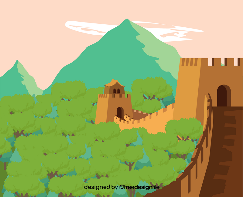 Great Wall of China illustration vector