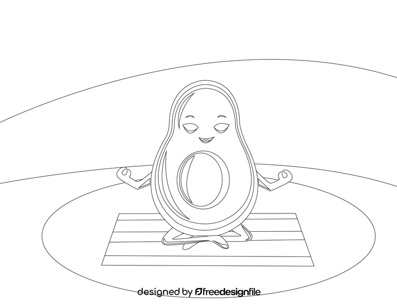 Avocado doing yoga black and white vector