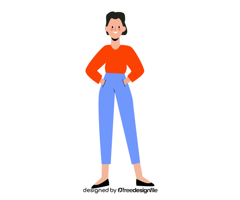 Standing cartoon girl clipart