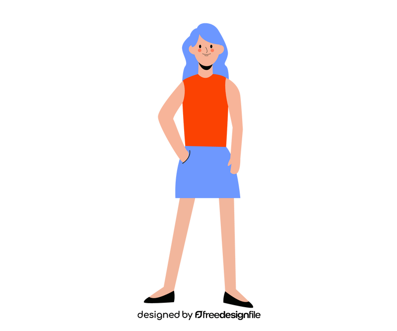 Free girl with blue hair drawing clipart