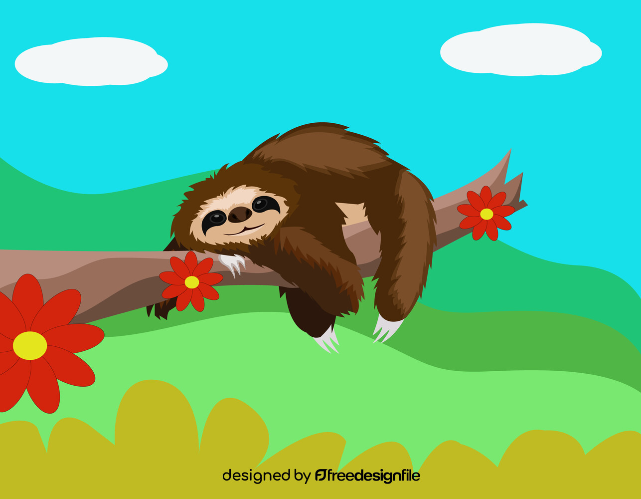 Cartoon sloth vector image