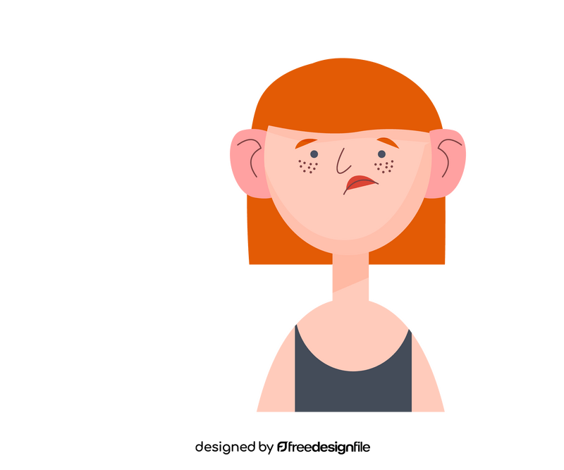 Upset redhead girl clipart