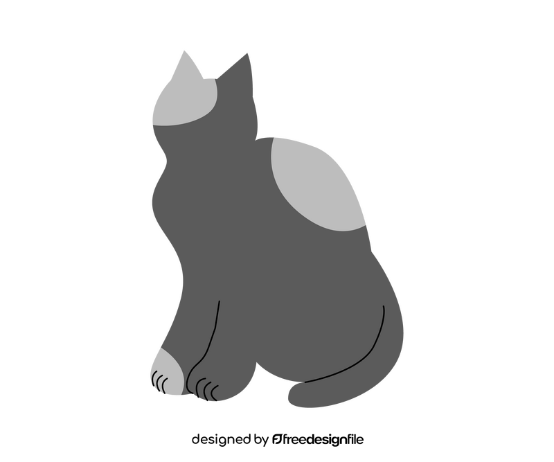 Black cat looking back clipart