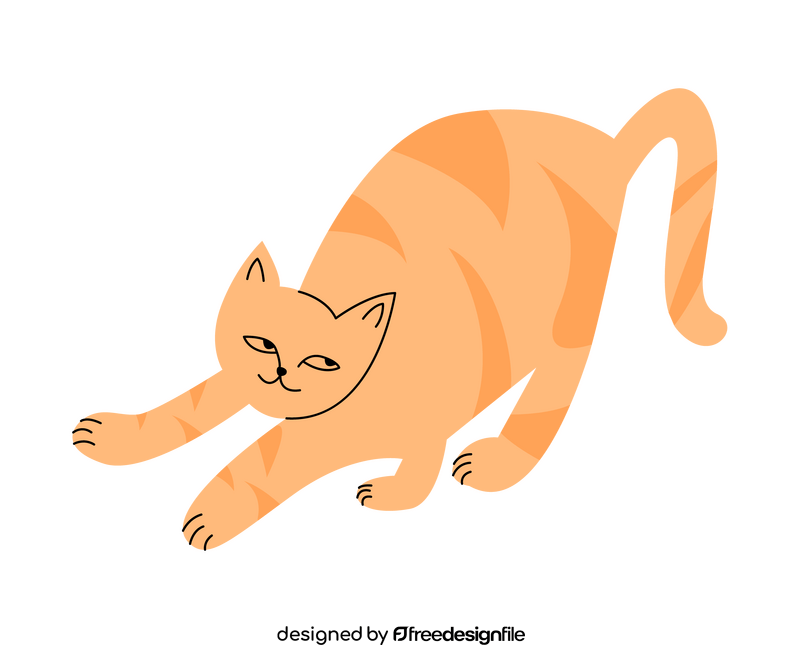 Red striped cat drawing clipart