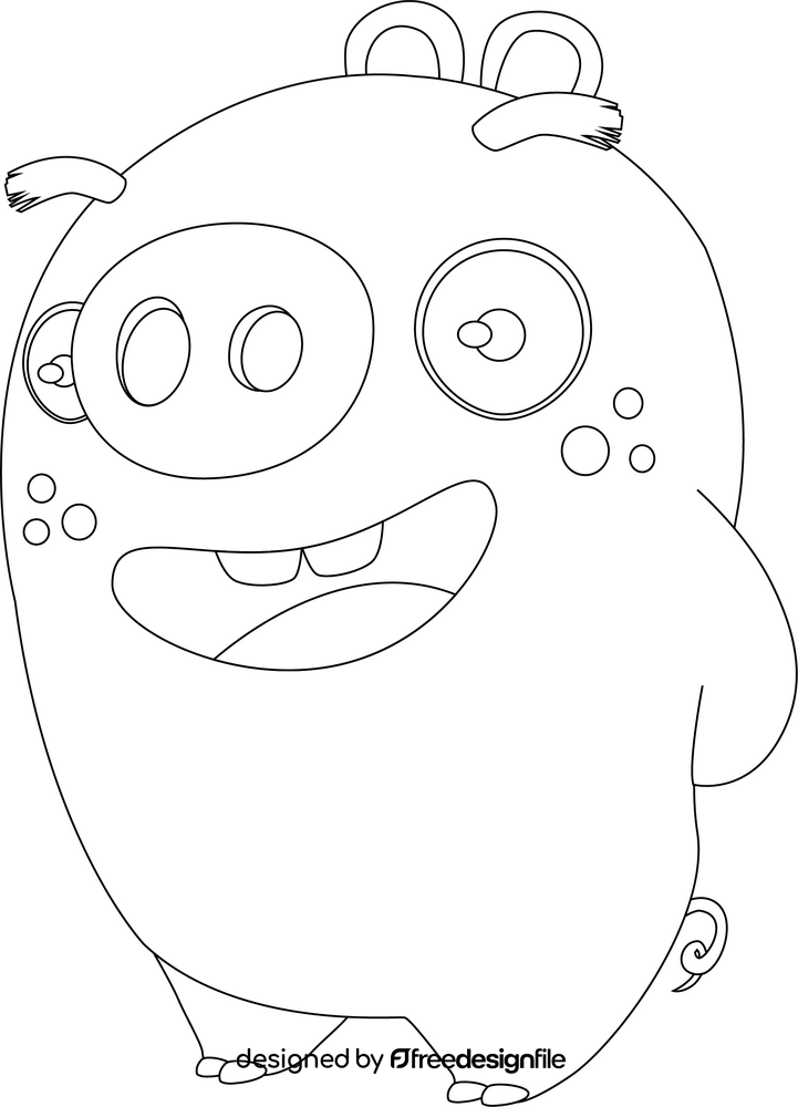 Angry birds baby piggy black and white clipart