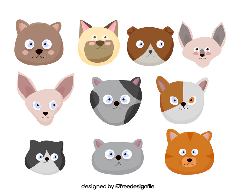 Cat breeds avatars vector