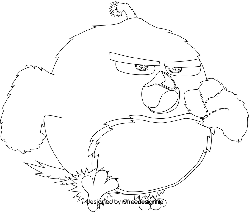 Angry birds bomb character black and white clipart