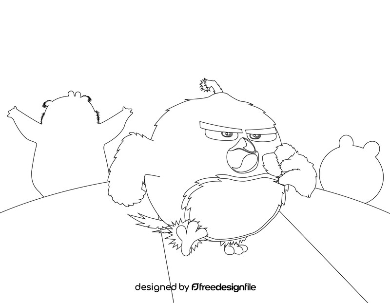 Angry birds bomb character black and white vector