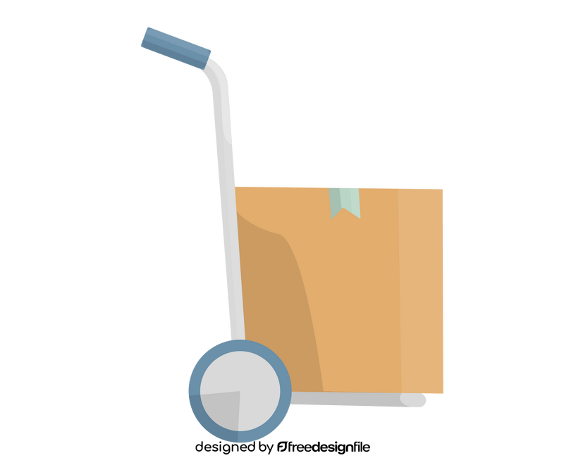 Cardboard box in a cart clipart