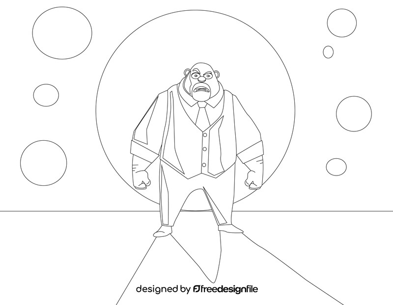 Beard man cartoon character black and white vector