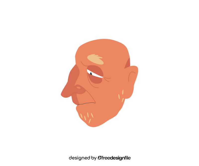 Old bald man profile drawing clipart