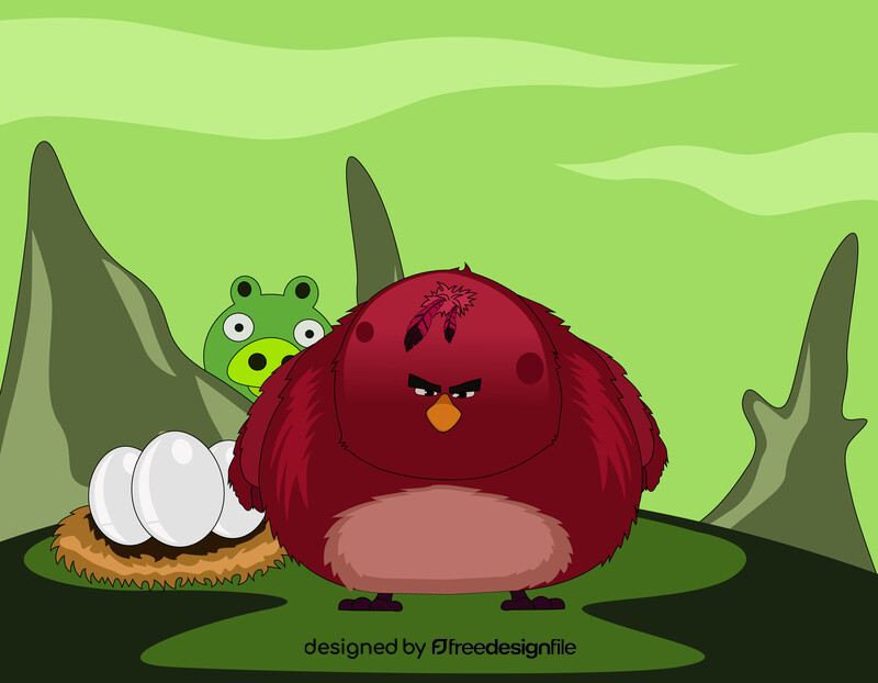 Angry bird big red character vector