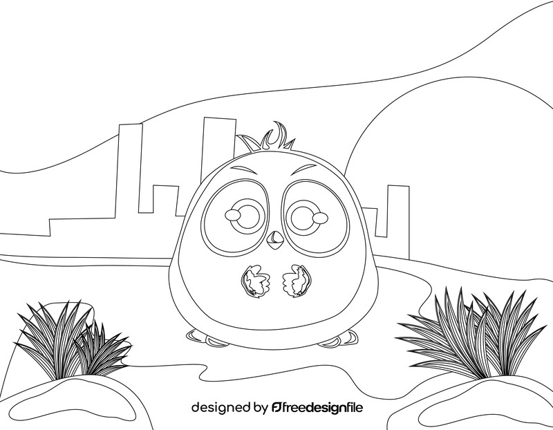 Cute angry birds black and white vector