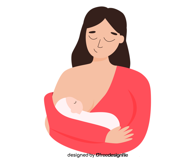 Woman breast feeding cartoon clipart