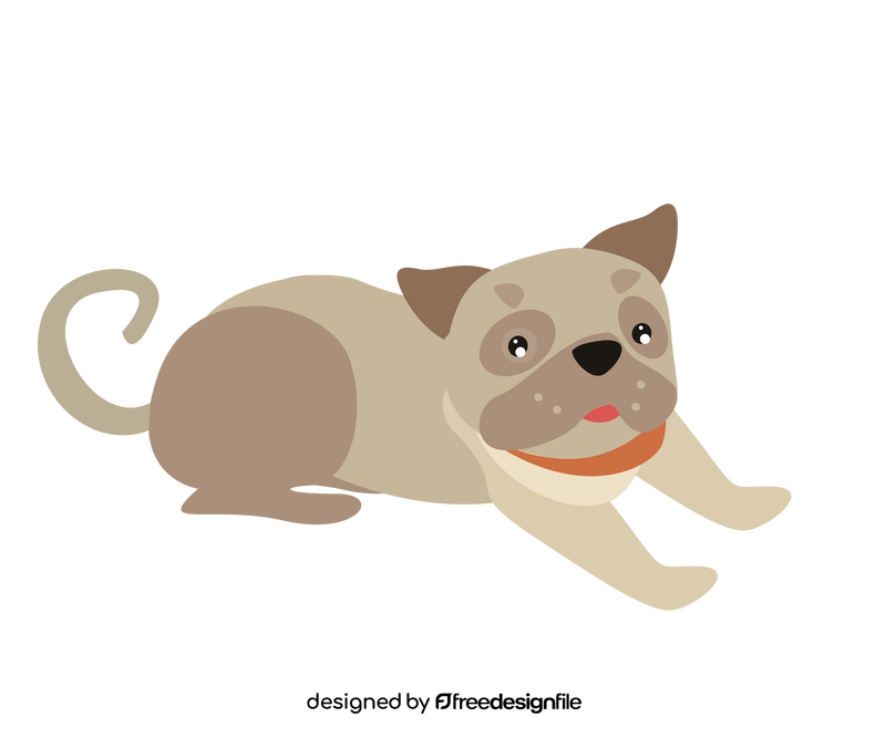 Sitting brown pug dog clipart