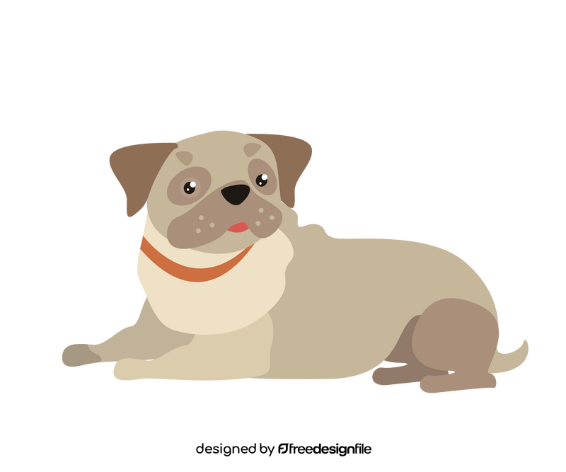 Brown pug puppy clipart