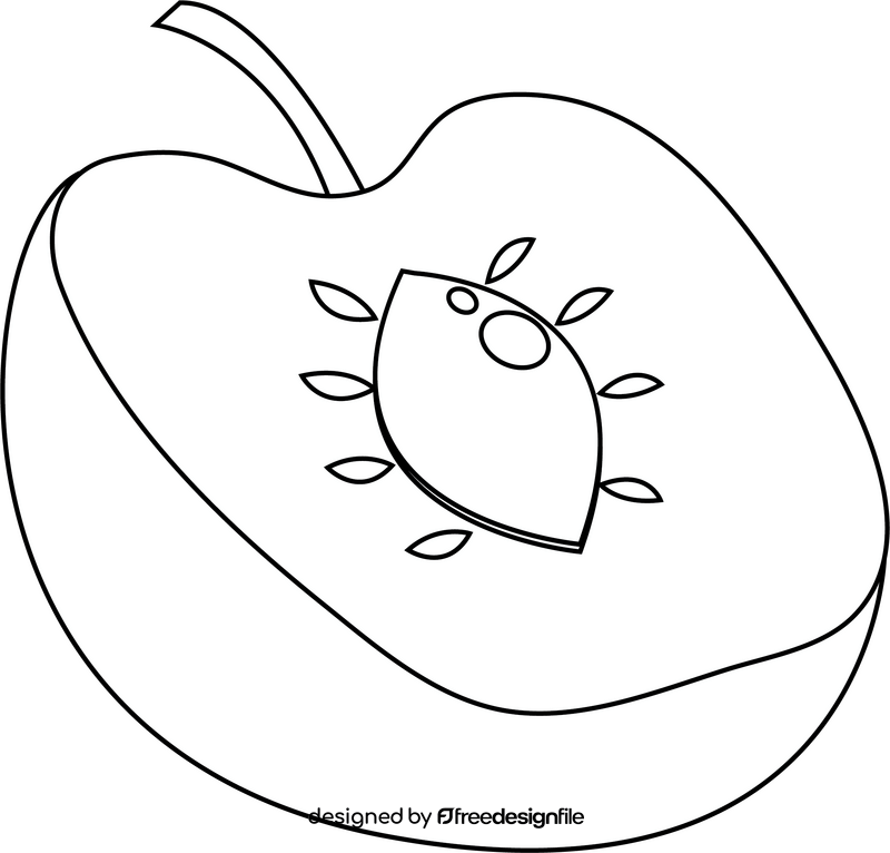 Apricot Sliced in Half black and white clipart