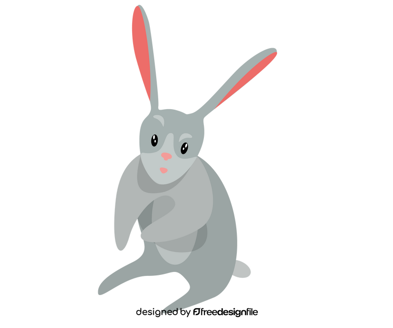 Sitting gray rabbit clipart