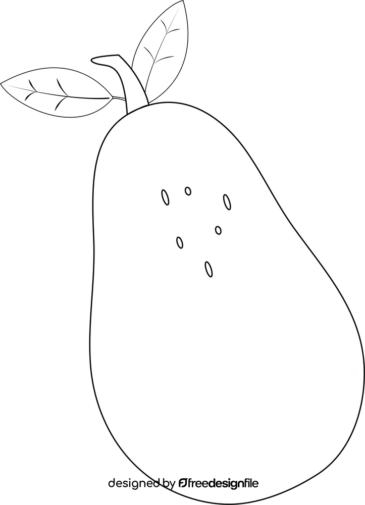 Avocado black and white clipart