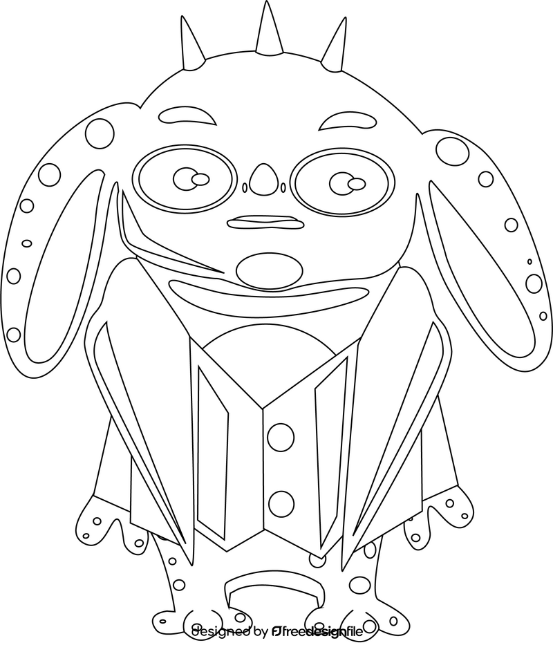 Funny alien black and white clipart