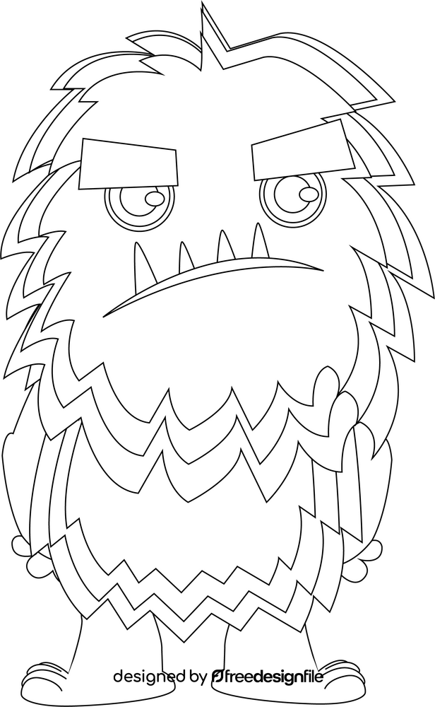 Funny bigfoot black and white clipart