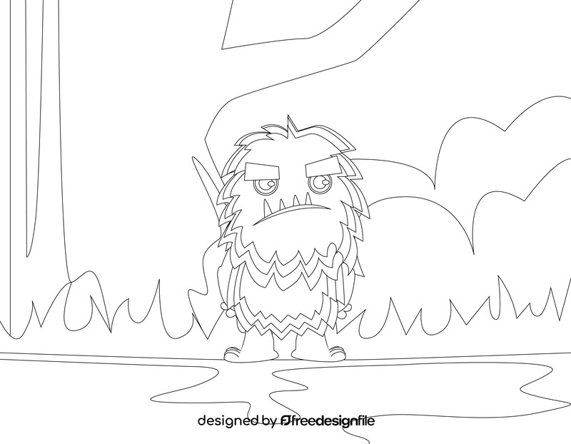 Funny bigfoot black and white vector