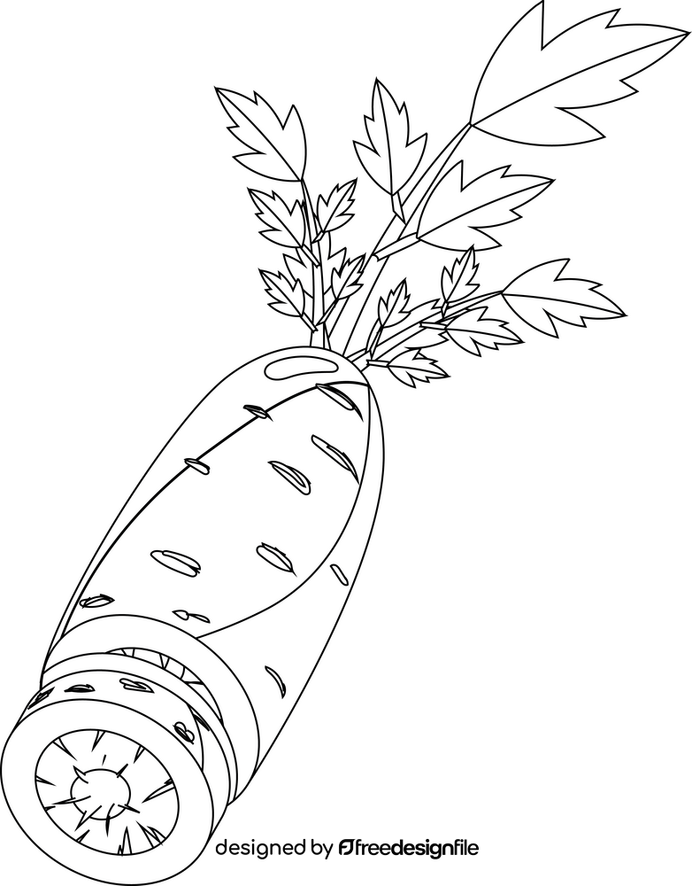 Carrot Cut in Half black and white clipart