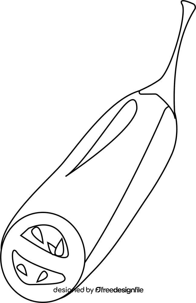 Red Chili Pepper Cut in Half black and white clipart