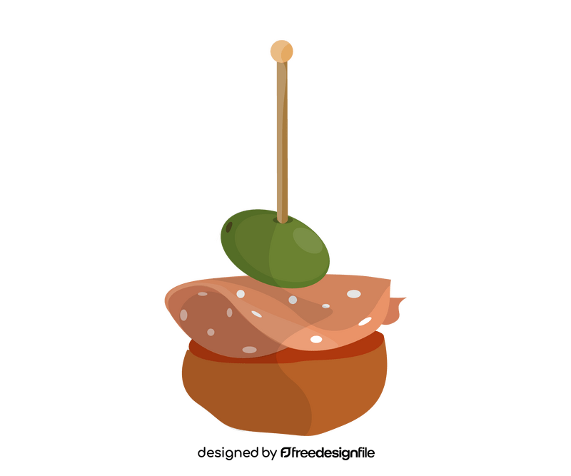 Snack skewer with salami clipart