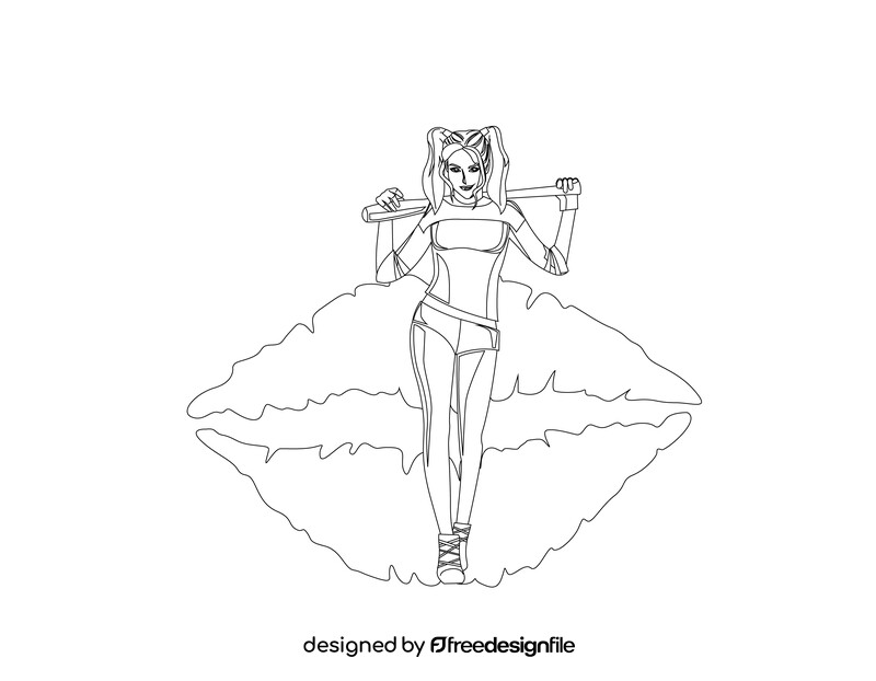 Harley Quinn drawing black and white vector