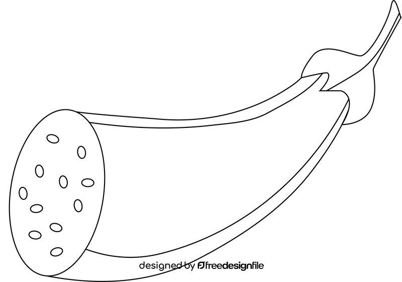 Eggplant Sliced in Half black and white clipart
