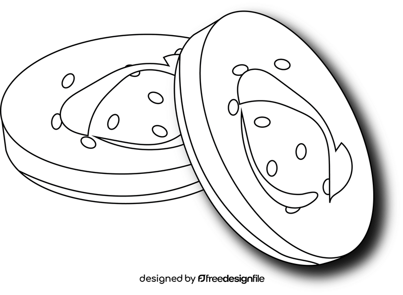 Eggplant Slices black and white clipart