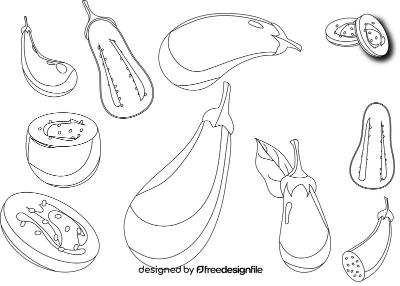 Eggplant black and white vector