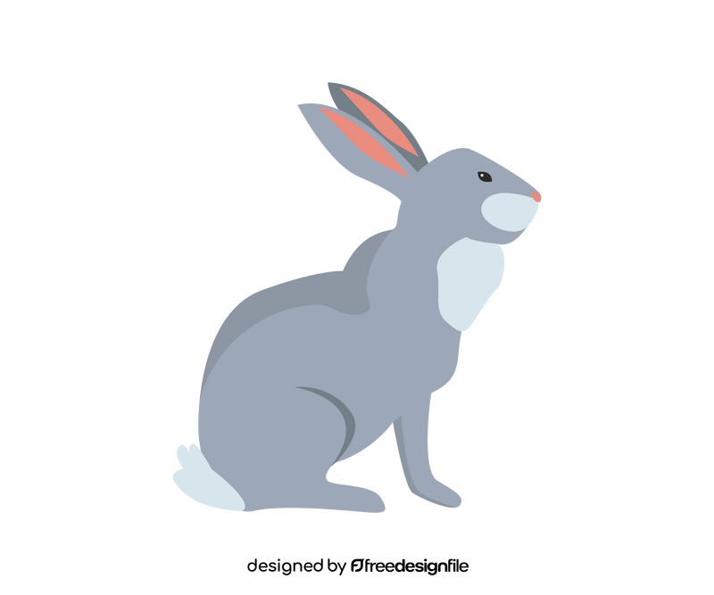 Gray hare, sitting rabbit clipart