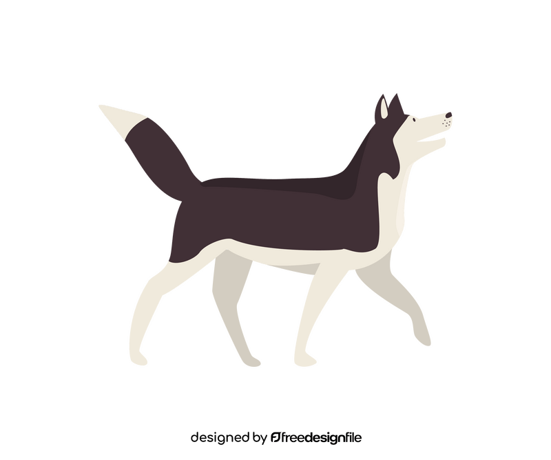 Husky walking drawing clipart