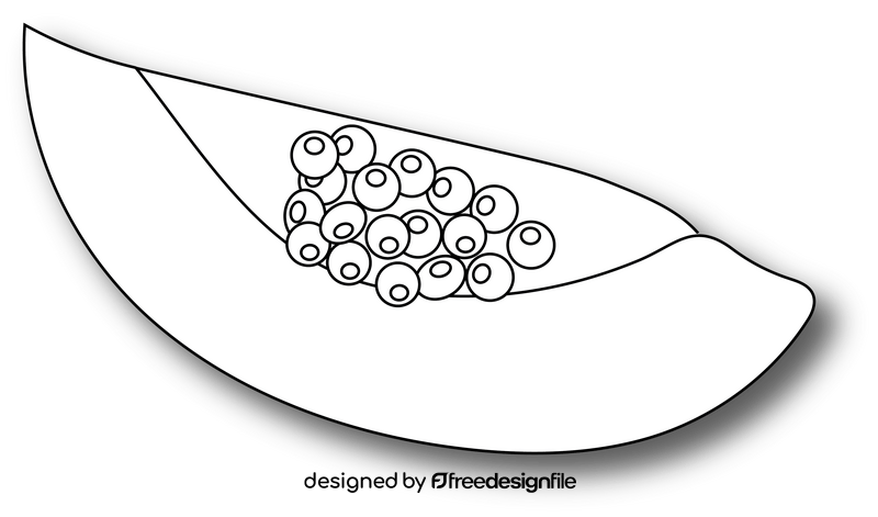 Slice of Papaya black and white clipart