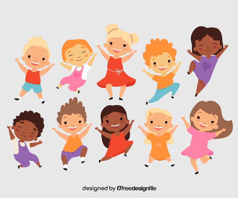 Happy children, cute boys, smiling girls vector