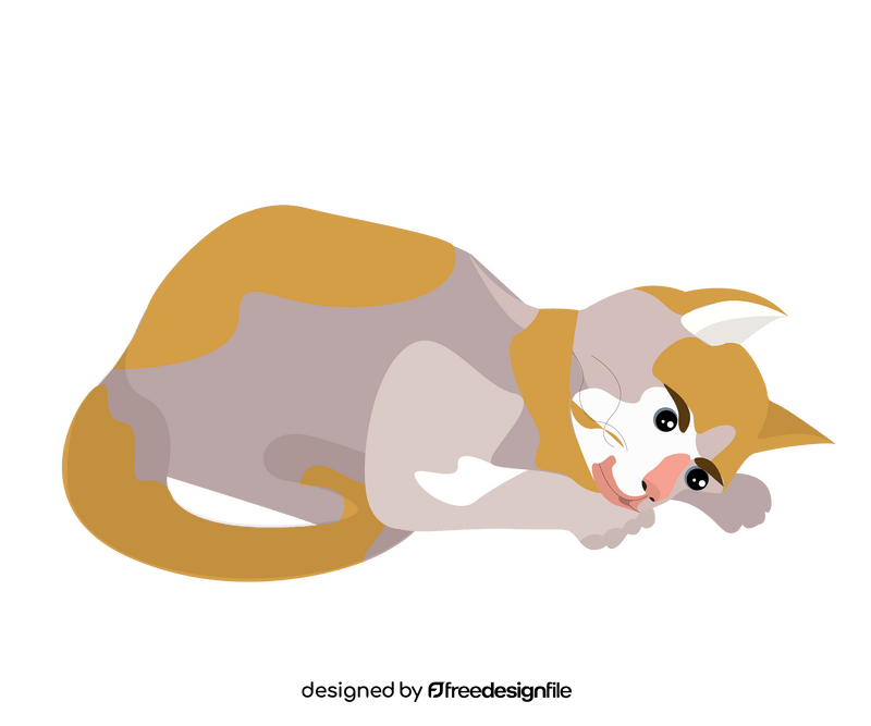 Lying cat illustration clipart