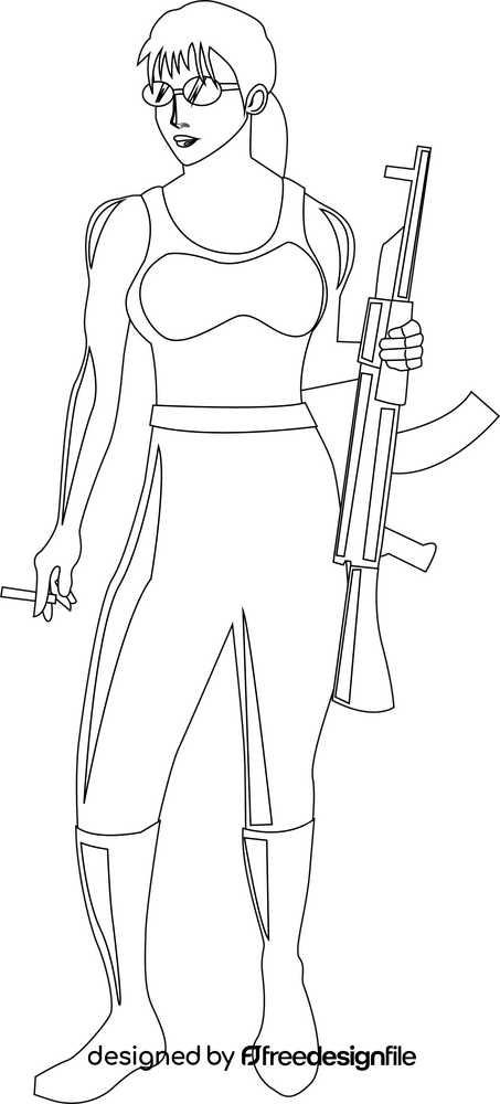 Sarah Connor Terminator drawing black and white clipart