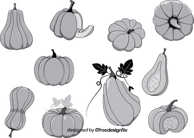 Pumpkin in Grayscale vector