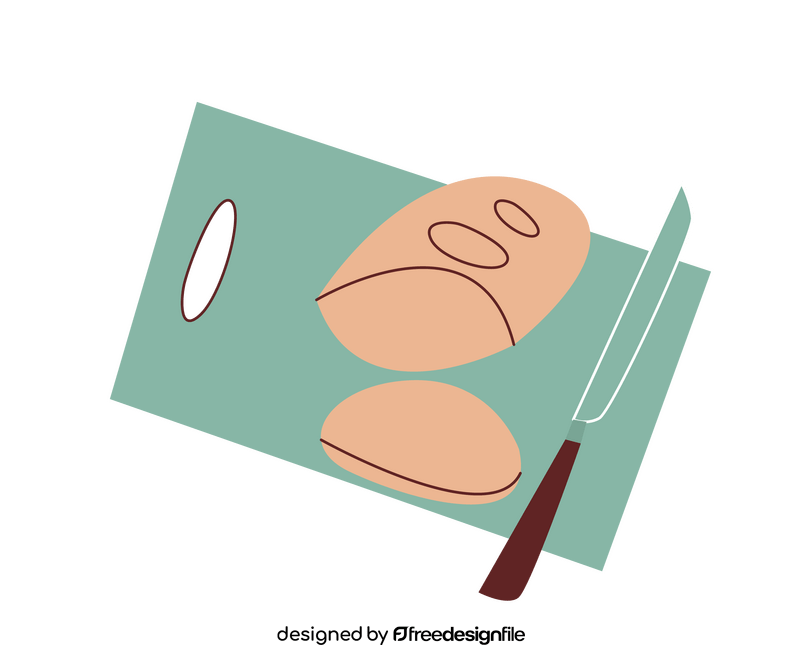 Slices of bread on cutting board clipart