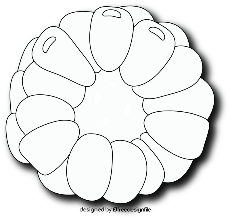 Half of Raspberry black and white clipart