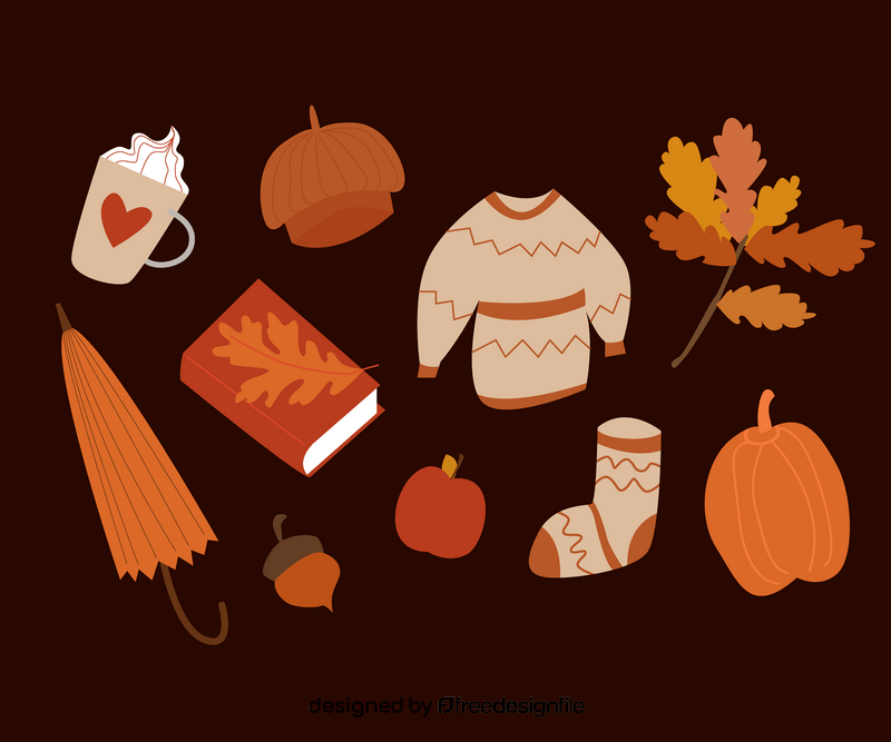 Set of autumn elements vector